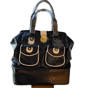 KikiGolf Shoe Bag-Black and White Patent Leather